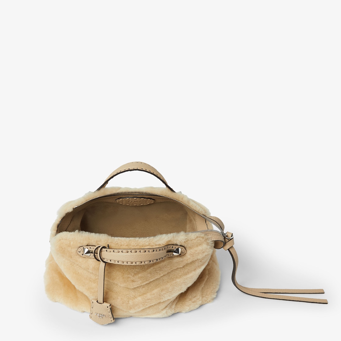 FENDI By The Way Selleria Medium Beige sculpted shearling bag with 192 hand-sewn topstitches - Image 2